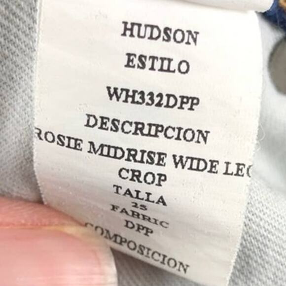 Hudson Blue Quiet Light Wash Rosie Mid Rise Wide Leg Crop Denim Jeans Pants - Picture 8 of 9